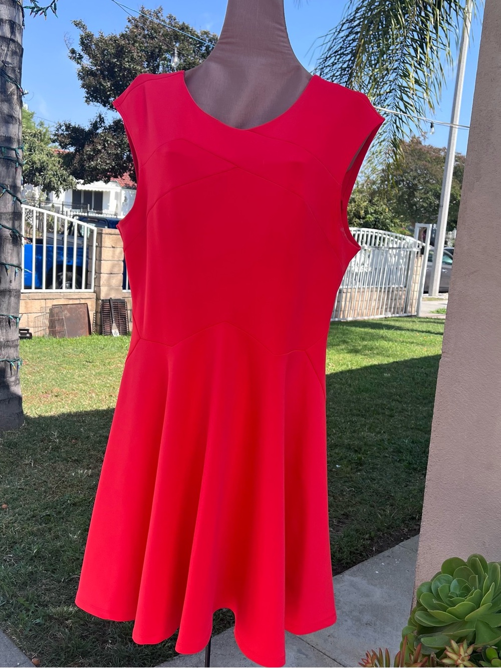 Ted Baker Skater Fit-and-Flare Dress Neon Orange